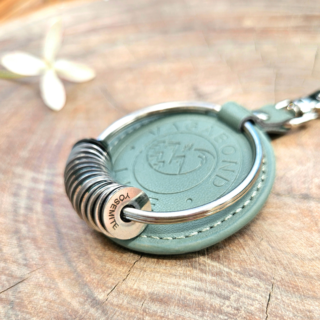 Sage Green Vegan Travel Keychain, Collect Your Travels, Gift For
