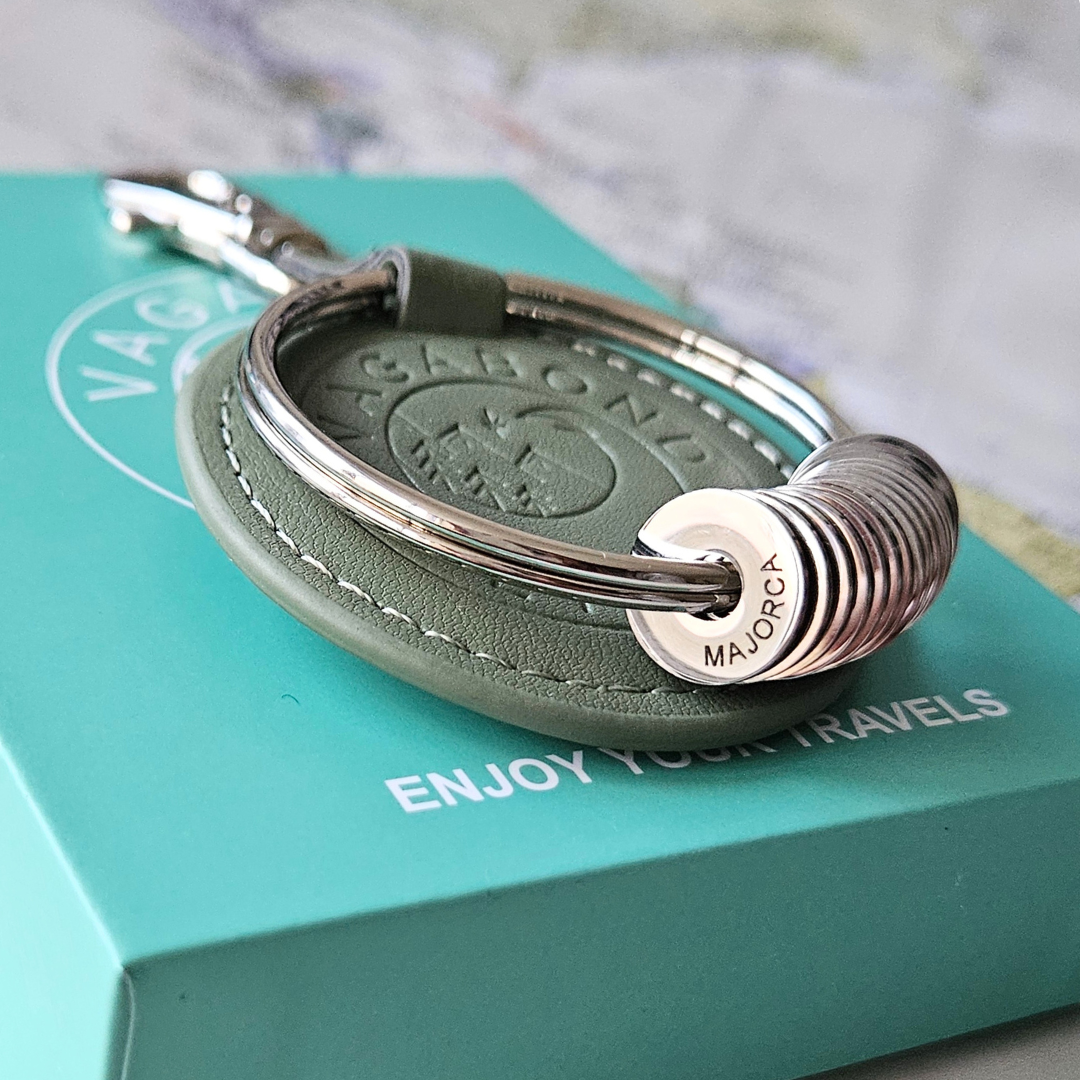 Sage Green Vegan Travel Keychain, Collect Your Travels, Gift For