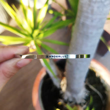Load image into Gallery viewer, Mantra quote bracelet for women - Wanderlust - Silver- Travel Gift - Vagabond Life