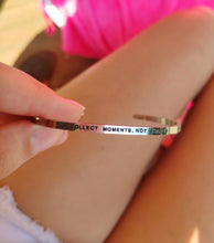 Load image into Gallery viewer, Mantra quote bracelet for women - Collect moments not things - Silver, Gold, Rose Gold - Travel Gift - Vagabond Life