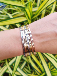 Mantra quote bracelet for women -  Silver, Gold, Rose Gold - Travel Gift - Vagabond Life