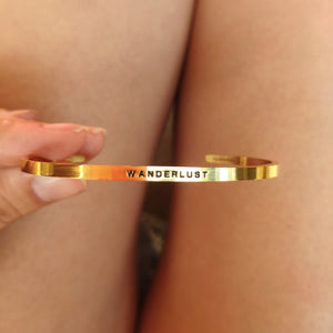 Mantra band for women - Wanderlust - gold - Travel Gift - Vagabond Life