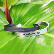 Load image into Gallery viewer, Mantra band for men - Wanderlust - Silver or Matte Black - Travel Gift - Vagabond Life