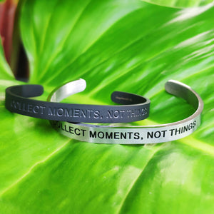Mantra quote bracelet for men - Collect moments not things - Travel Gift - Vagabond Life