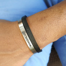 Load image into Gallery viewer, Mantra band for men - Wanderlust - Silver or Matte Black - Travel Gift - Vagabond Life