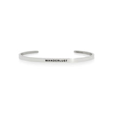 Load image into Gallery viewer, Mantra quote bracelet for women - Wanderlust - Silver - Travel Gift - Vagabond Life