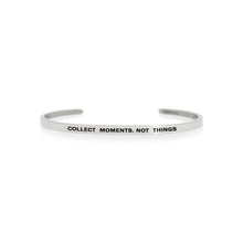 Load image into Gallery viewer, Mantra quote bracelet for women - Collect moments not things - Silver - Travel Gift - Vagabond Life