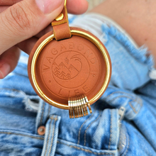 Load image into Gallery viewer, Brown Leather Keychain - Gold