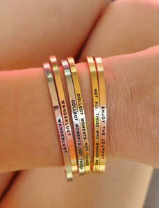 Mantra quote bracelet for women - Silver, Gold, Rose Gold - Travel Gift - Vagabond Life