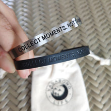 Load image into Gallery viewer, Mantra quote bracelet for men - Collect moments not things - Travel Gift - Vagabond Life
