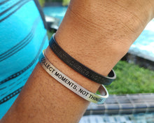Load image into Gallery viewer, Mantra quote bracelet for men - Collect moments not things - Travel Gift - Vagabond Life