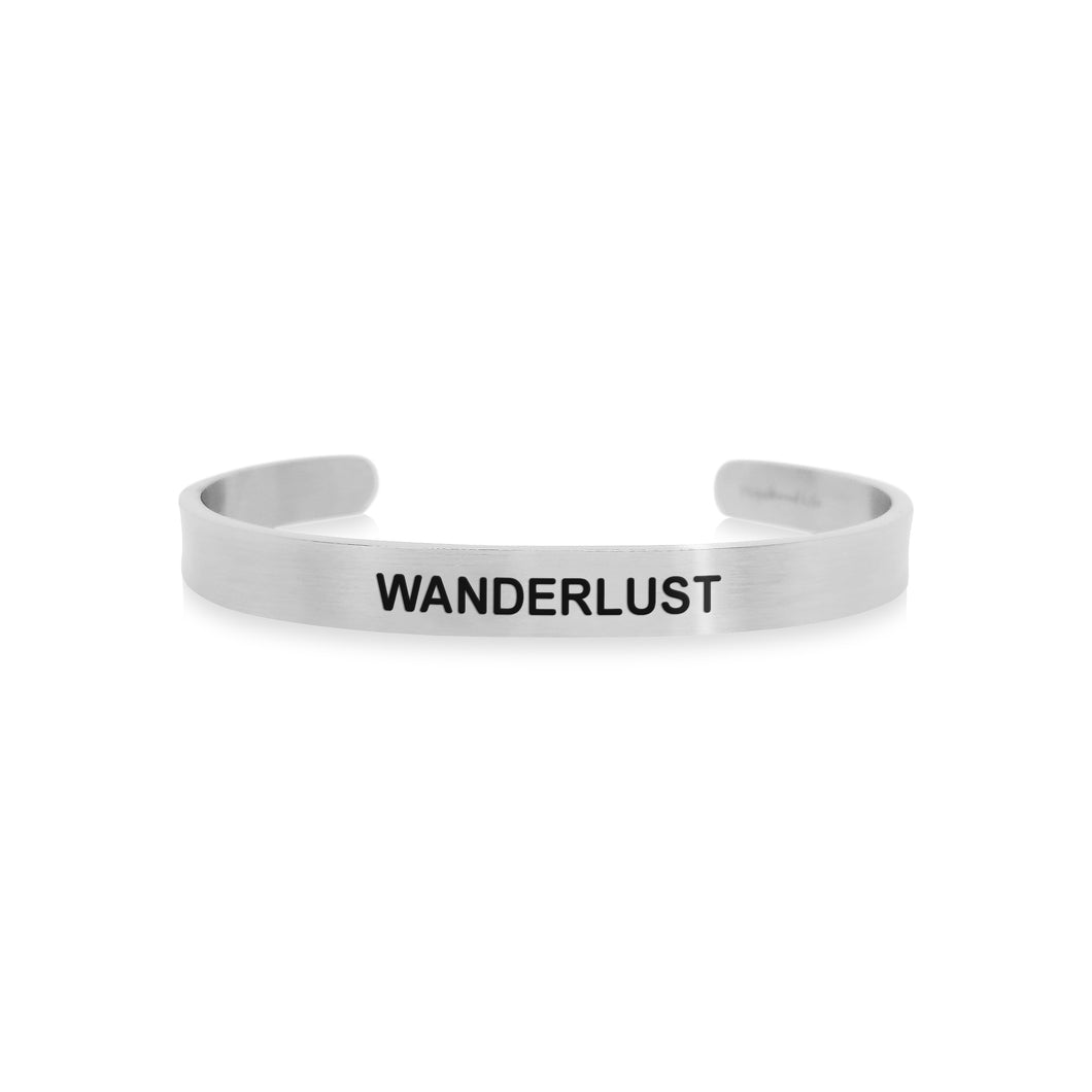 Mantra band for men - Wanderlust - Silver - Travel Gift - Vagabond Life
