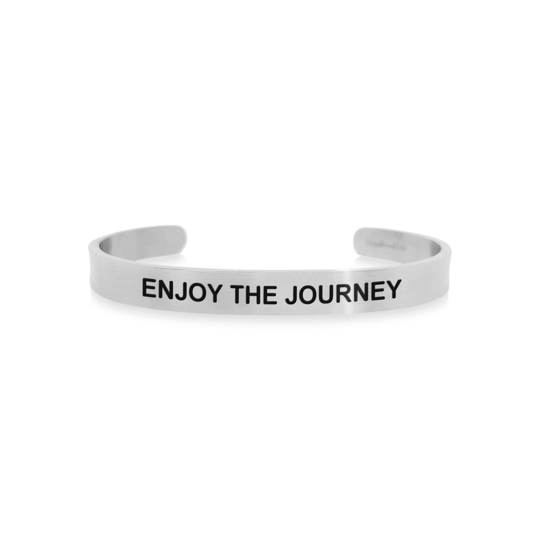 Mantra quote bracelet for men - Enjoy the journey - Silver - Travel Gift - Vagabond Life