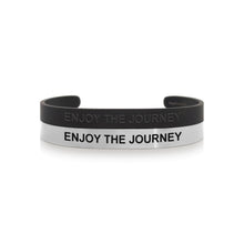 Load image into Gallery viewer, Mantra quote bracelet for men - Enjoy the journey - Black or Silver - Travel Gift - Vagabond Life