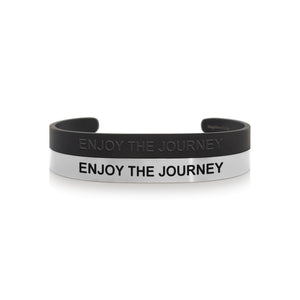Mantra quote bracelet for men - Enjoy the journey - Black or Silver - Travel Gift - Vagabond Life