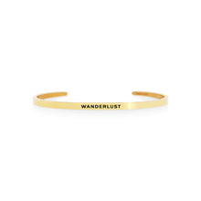 Load image into Gallery viewer, Mantra quote bracelet for women - Wanderlust -  gold - Travel Gift - Vagabond Life