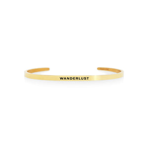 Mantra quote bracelet for women - Wanderlust -  gold - Travel Gift - Vagabond Life