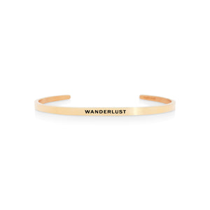 Mantra quote bracelet for women - Wanderlust -  rose gold - Travel Gift - Vagabond Life