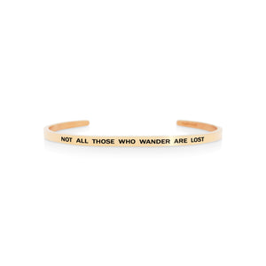 Mantra quote bracelet for women - Not all those who wander are lost -  rose gold - Travel Gift - Vagabond Life