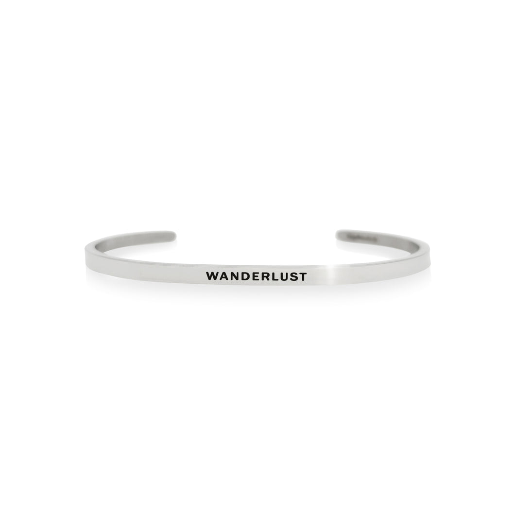 Mantra quote bracelet for women - Wanderlust - Silver - Travel Gift - Vagabond Life