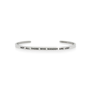 Mantra quote bracelet for women - Not all those who wander are lost - Silver - Travel Gift - Vagabond Life