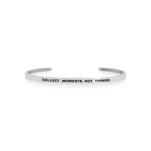 Mantra quote bracelet for women - Collect moments not things - Silver - Travel Gift - Vagabond Life